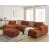 Canapé panoramique convertible FUJI tissu lisse avec pouf Bobochic