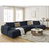 Canapé panoramique convertible FUJI tissu lisse avec pouf Bobochic