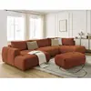 Canapé panoramique convertible FUJI tissu lisse avec pouf Bobochic