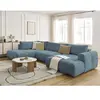 Canapé panoramique convertible FUJI tissu lisse avec pouf Bobochic