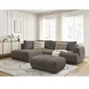 Canapé d'angle L convertible FUJI tissu lisse avec pouf Bobochic