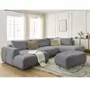 Canapé panoramique convertible FUJI tissu bouclette avec pouf Bobochic