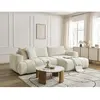 Bobochic canapé d'angle convertible fuji tissu lisse avec pouf beige  angle droit FUJI