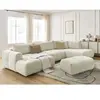 Canapé panoramique convertible FUJI tissu lisse avec pouf Bobochic