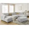 Canapé panoramique convertible FUJI tissu lisse avec pouf Bobochic