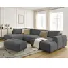 Canapé panoramique convertible FUJI tissu lisse avec pouf Bobochic