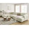 Canapé panoramique convertible FUJI tissu lisse avec pouf Bobochic