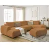 Canapé panoramique convertible FUJI tissu bouclette avec pouf Bobochic