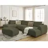 Canapé panoramique convertible FUJI tissu bouclette avec pouf Bobochic