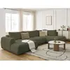 Canapé panoramique convertible FUJI tissu bouclette avec pouf Bobochic