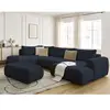 Canapé panoramique convertible FUJI tissu bouclette avec pouf Bobochic