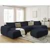 Canapé panoramique convertible FUJI tissu bouclette avec pouf Bobochic