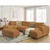 Canapé panoramique convertible FUJI tissu bouclette avec pouf Bobochic