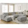 Canapé panoramique convertible FUJI tissu bouclette avec pouf Bobochic