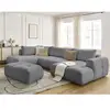 Canapé panoramique convertible FUJI tissu bouclette avec pouf Bobochic