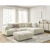 Canapé d'angle L convertible FUJI tissu lisse avec pouf Bobochic