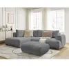 Canapé d'angle L convertible FUJI tissu bouclette avec pouf Bobochic