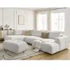 Canapé panoramique convertible FUJI tissu bouclette avec pouf Bobochic