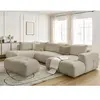 Canapé panoramique convertible FUJI tissu bouclette avec pouf Bobochic