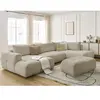 Canapé panoramique convertible FUJI tissu bouclette avec pouf Bobochic