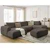 Canapé panoramique convertible FUJI tissu bouclette avec pouf Bobochic