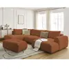 Canapé panoramique convertible FUJI tissu bouclette avec pouf Bobochic