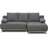 Canapé d'angle droit convertible MIKA 3 places - Tissu gris clair - Co...
