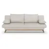 Banquette convertible - 3 places - NAOTO - Tissu beige - Coffre de ran...