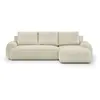 Canapé d'angle droit convertible 3 places MILO - Velours côtelés beige - Coffre de rangement - L 264 x H 84 x P 99/145 cm