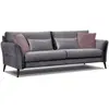 Courtois Laville Canapé droit 3 places avec coussins tissu gris