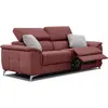 Courtois Laville Canapé droit avec 2 relax électriques tissu rouge brique et gris