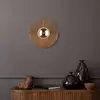 TK Lighting Applique murale Lunar, blanc/couleur bois, Ø 30 cm, G9
