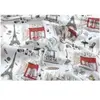 Tissu coton la vie parisienne vendu par 50 cm(...) - peniche blanc