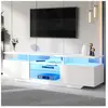 NECHE Meuble TV haute brillance 160x40x45 cm,Meuble de salon avec lumi...