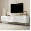 NECHE Meuble tv blanc moderne avec espace de rangement,finition mate e...