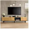 NECHE Meuble tv Moderne en grain de bois avec LED,Meuble Télé avec 5 c...