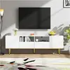 NECHE Meuble tv moderne avec bord doré,Portes au design simple à rayur...