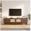 NECHE Yoleo - Meuble tv Vintage avec 2 portes en rotin + 4 tiroirs,Arm...