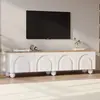 NECHE Meuble TV Blanc et bois 180x40x45 cm avec 4 portes cintrées,6 pi...