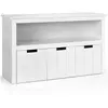 COSTWAY Meuble de rangement, armoire de rangement avec 3 tiroirs, compartiments ouvert et poignées incurvées, 101 x 33 x 62cm blanc