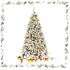 Giantex Sapin de noël artificiel enneigé lumineux 600 branches blanc 180cm