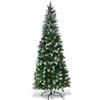 180CM Sapin de Noël Enneigé Mince, avec Pommes de Pin, 630/720 Branche...