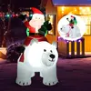 175CM Père de Noël Ours Gonflables avec Lumières, Père Noël de Chevauc...
