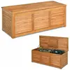 GOPLUS Coffre de Jardin en Bois d'Acacia 120x45x45CM-Charge 150KG/179L-Tige de Gaz à Levage