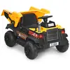 Costway Voiture Electrique Camion Benne À Batterie 12v Pour Enfants Vitesse Max : 5 Km/H, Télécommande,Fonction Lumineuses, Sonores