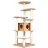 COSTWAY Arbre à Chat XXL 175CM en Bois 6 Niveaux avec Coussins Amovibl...