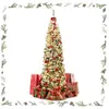 Goplus - 227CM Sapin de Noël avec 350 Lumières LED,Flocage à Crayons A...