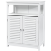 COSTWAY meuble de rangement pour salle de bains,,blanc meuble sur pieds en bois avec placard 2 portes