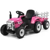 COSTWAY 12V Tracteur Électrique Enfants à 6 Pneus - Pelle, Remorque Am...