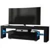 Dusine Meuble tv spider à led en mat Noir avec porte Noir Laqué 160 cm